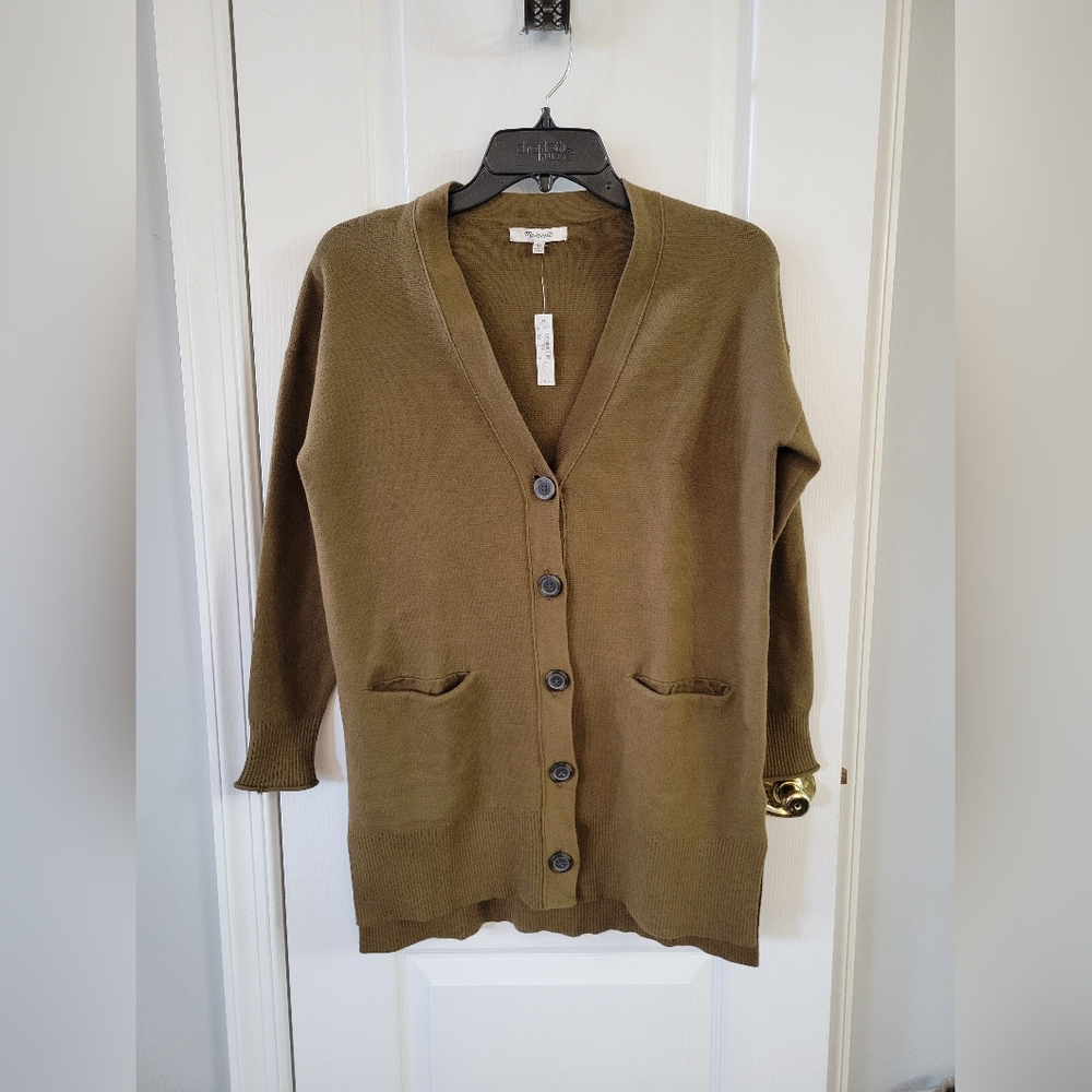 NWT Madewell Miller Oversized Cardigan Sweater Golden Spinach Green Size XS
